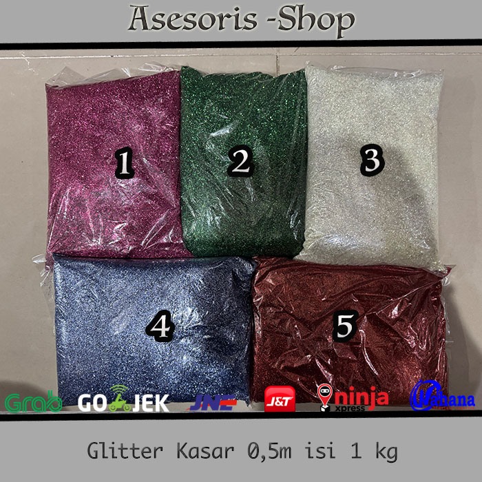 NEW Bubuk Glitter Kasar 1 kg Bubuk Glitter Kasar 0,5m isi 1 kg Bubuk Powder Glitter Kasar isi 1000