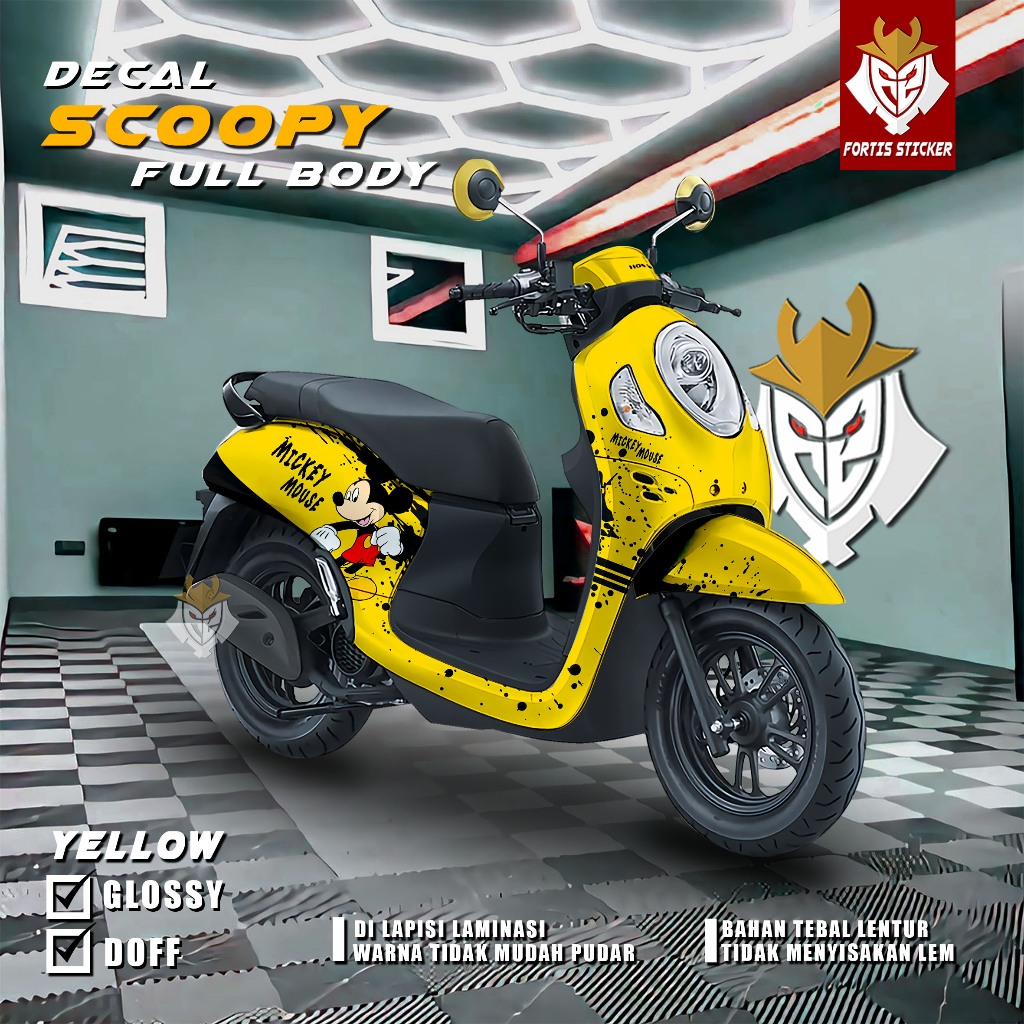 Decal Stiker Scoopy Full Body Karbu Prestige Stylish All New  Micky Mouse 2017 2018 2019 - 2024 Baha