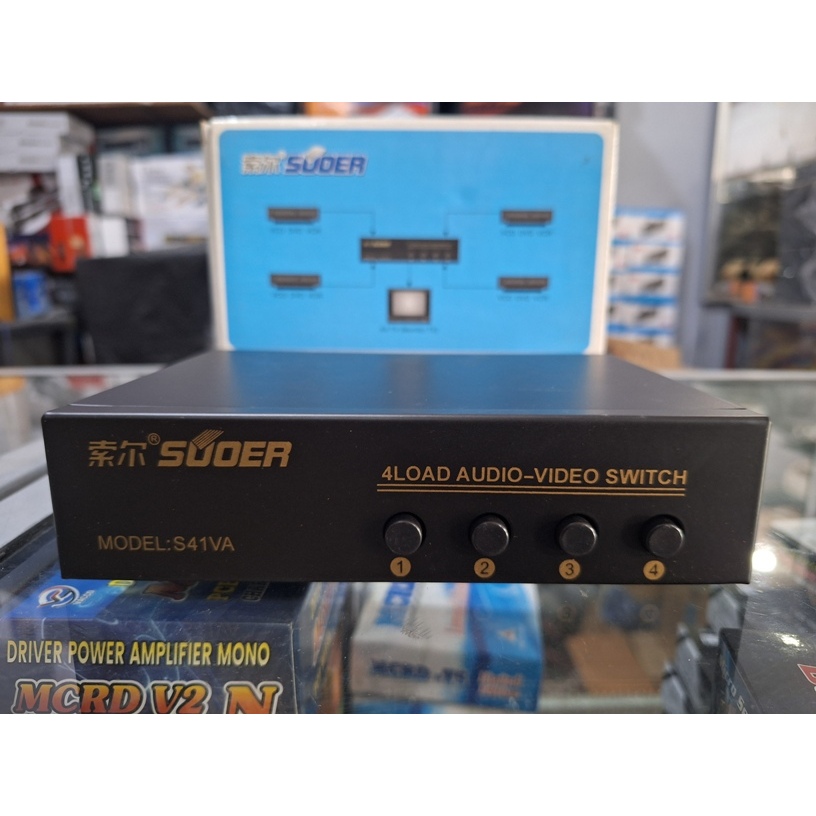 AV Selector Video Audio switch 4load video switch AV distributor AMP splitter SUOER