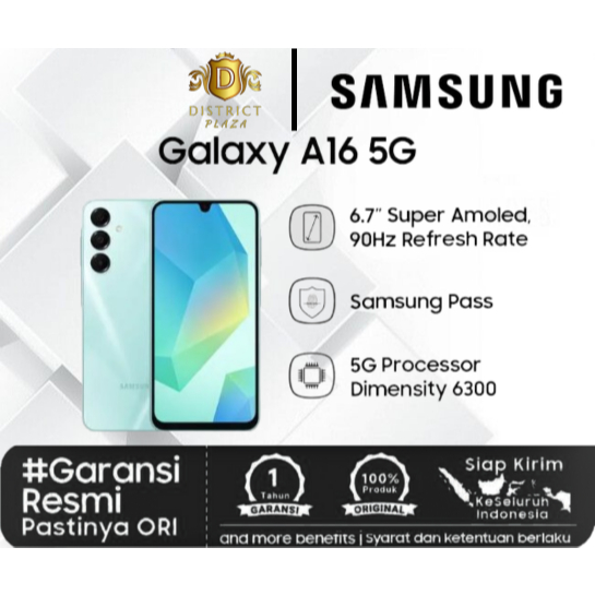 Samsung A16 5G Super AMOLED Ram 8/256Gb bergaransi Resmi Free Charger Samsung Terbaru 2025