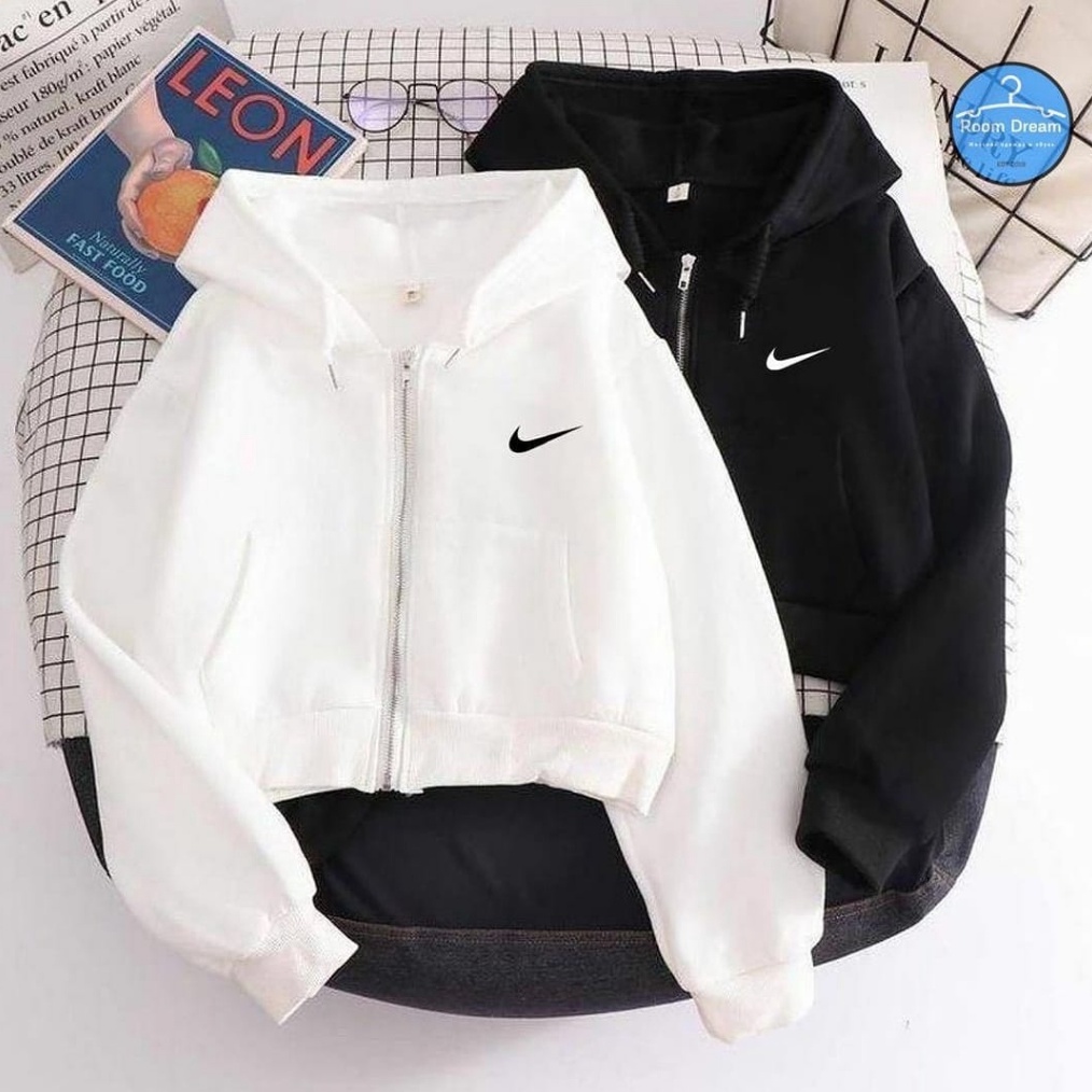 KODE J15A BORDIR  JAKET CROOPE NK HOODIE ZIPPER SWEATER WANITA  JAKET CROPE WANITA