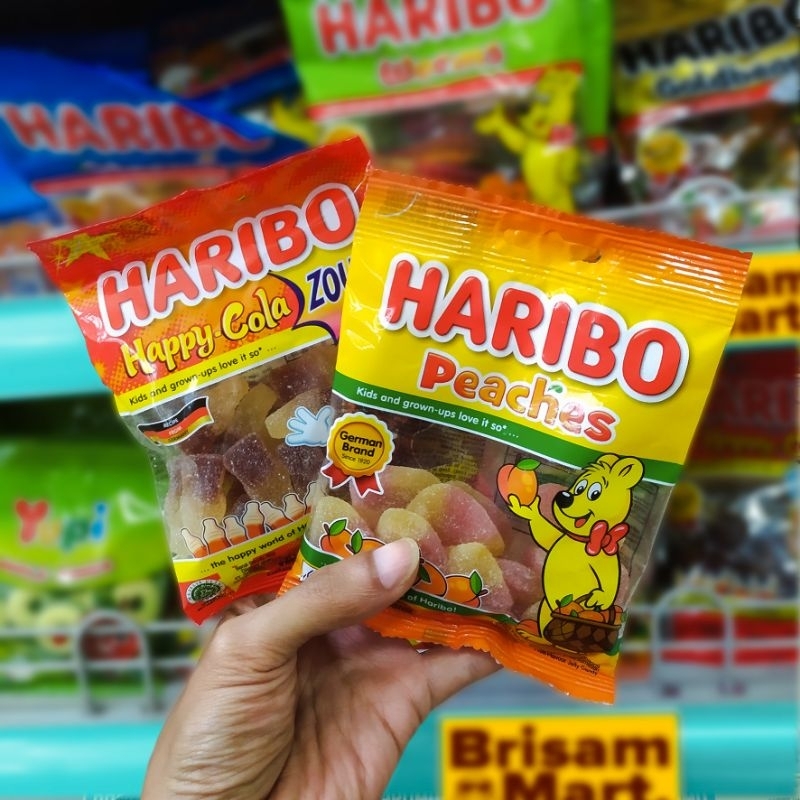 

Haribo Candy Happy Cola Zour & Peaches Permen Lunak Jeli Rasa Persik 80g