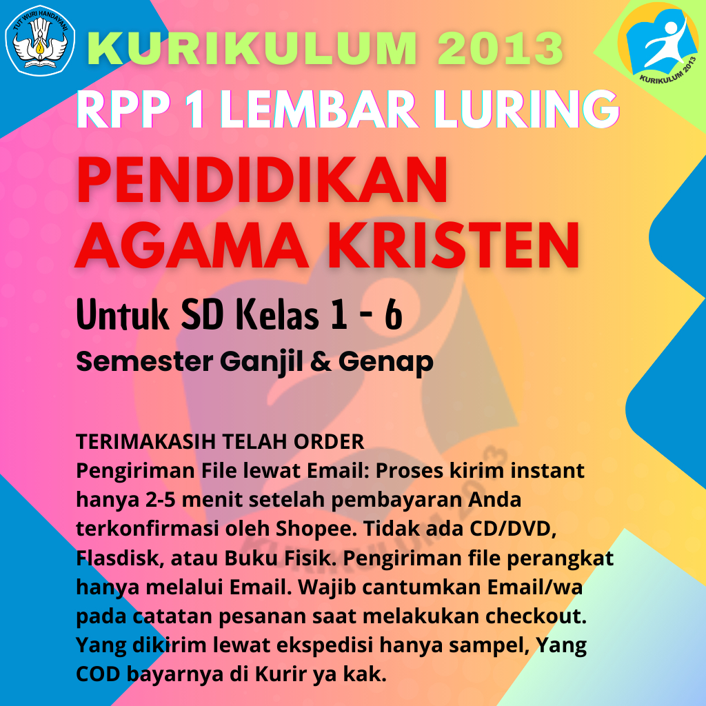 File Perangkat dan RPP 1 Lembar Pendidikan Agama Kristen SD Kelas 1-6 Kurikulum 2013