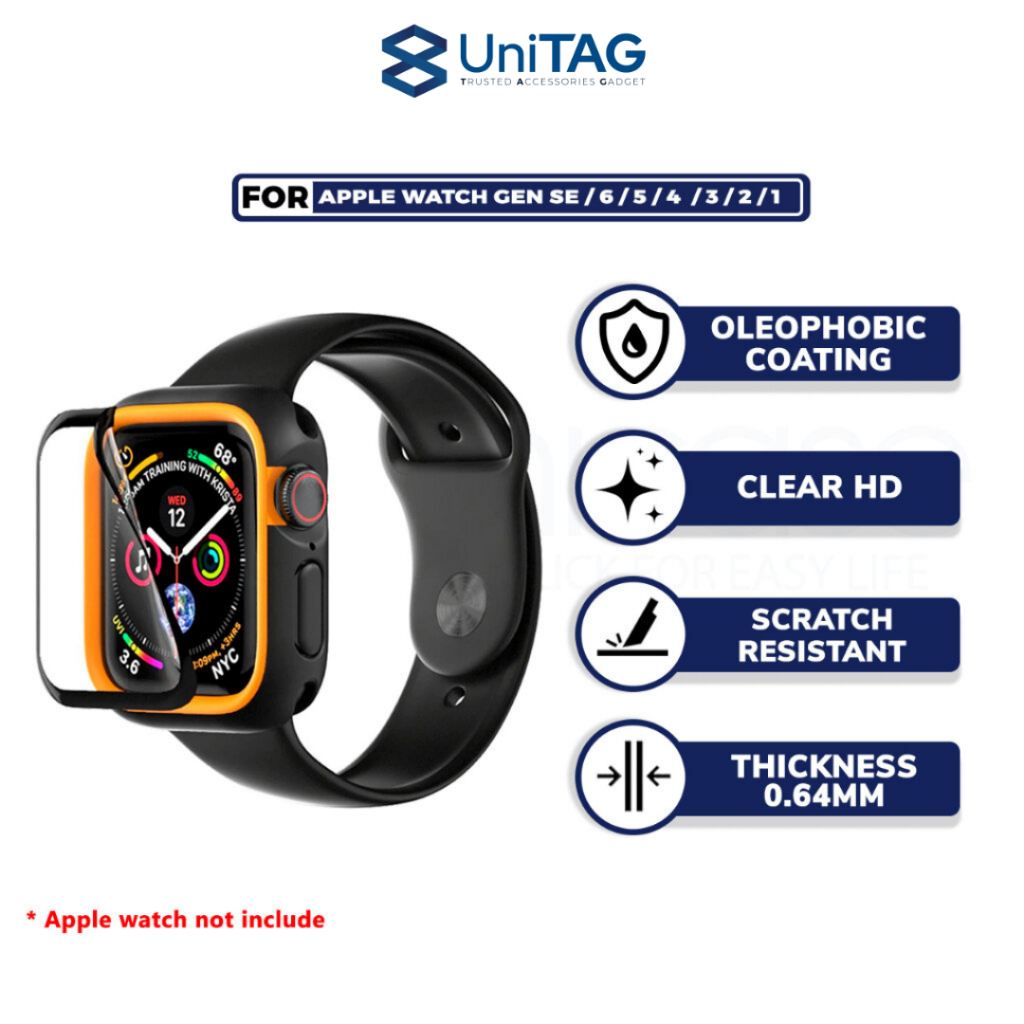 Screen Protector Apple Watch 44mm / 40mm RhinoShield 3D Impact Full Cover by UniTAG