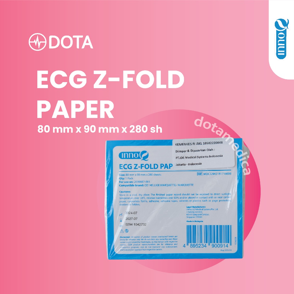 

Kertas EKG / Thermal Paper / ECG Z Fold Paper 80mm x 90mm x 280sh GE / Hellige Marquette / Marquette [INNOQ]