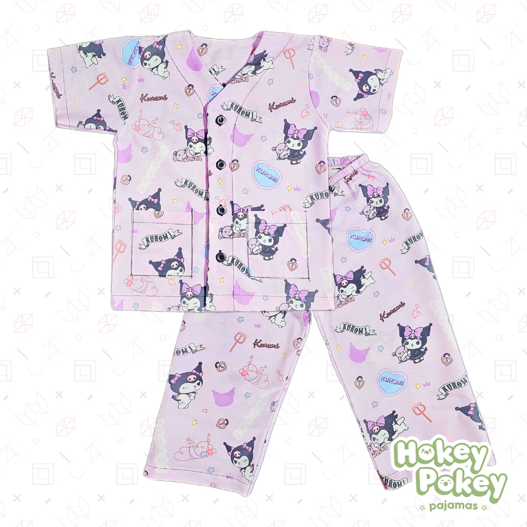 Setelan Baju Tidur Piyama Anak Perempuan Tanpa Kerah Motif Kuromi