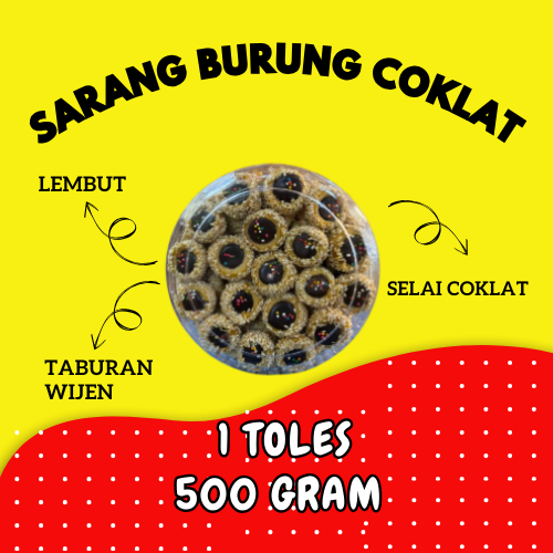 

KUE SARANG BURUNG COKLAT TOPLES 500GR/KUE SARANG BURUNG MIX TOPLES 500GR - MEKARASIH