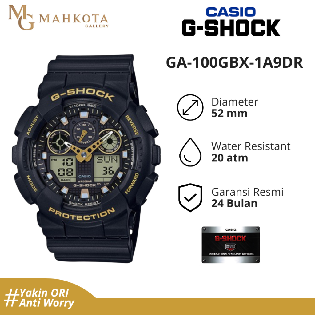 Jam Tangan Pria Casio G-SHOCK GA-100GBX-1A9DR Analog-Digital Strap Karet Ori Bergaransi Palembang