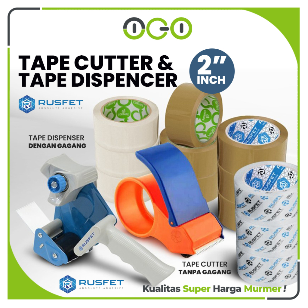 

Tape Cutter / Dispenser handle Pemotong Lakban merek Rusfet