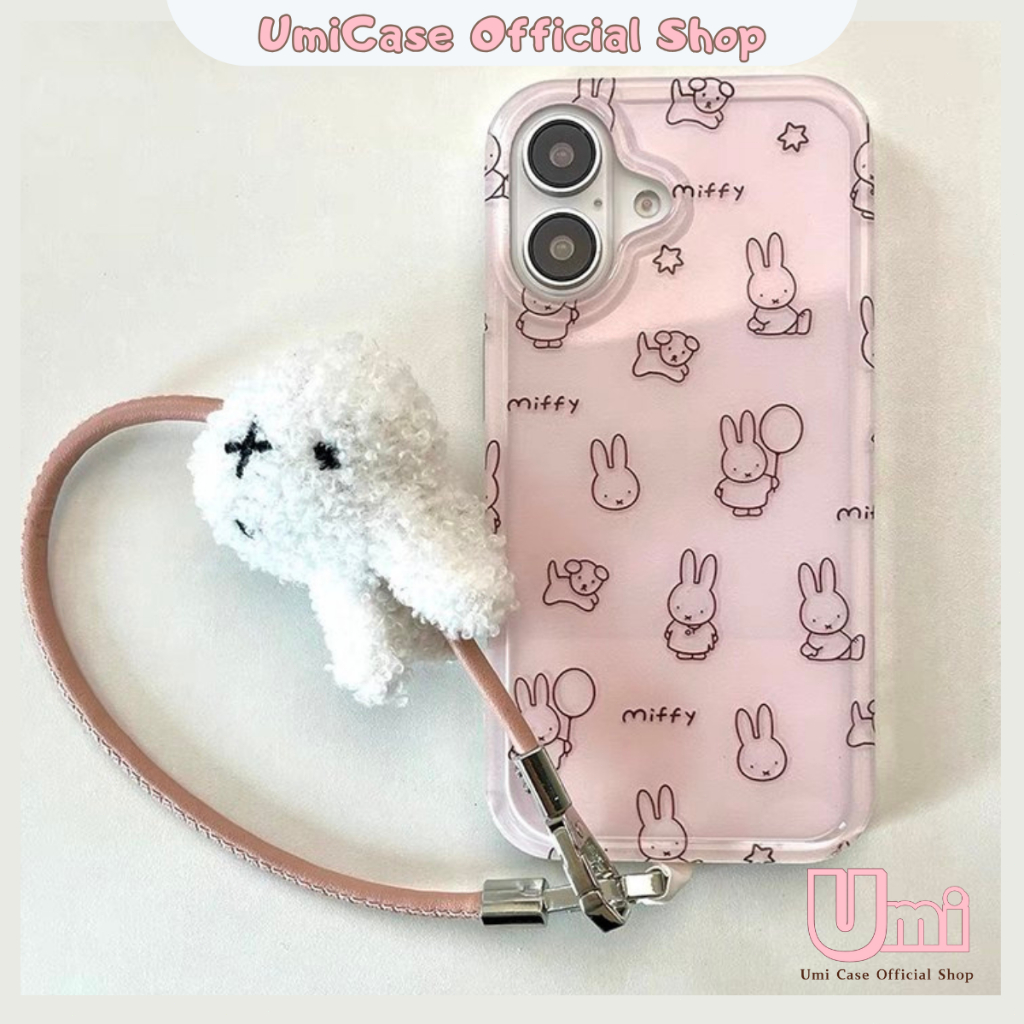 [COD READY] Miffy Protective Acrylic Case untuk iPhone 11-16 Pro Max(with miffy lanyard)