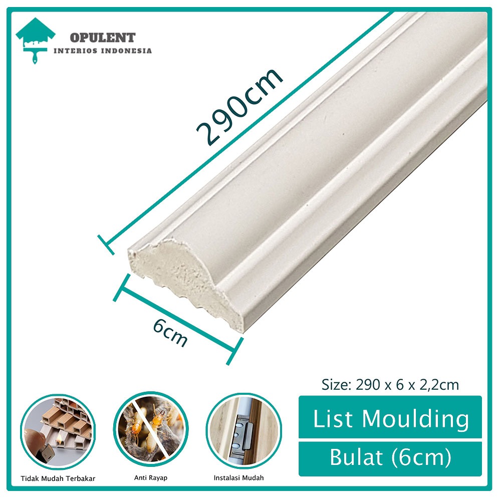 List Wall Moulding PVC - List Dinding / Lis Profil Dinding - list moulding Bulat 6cm