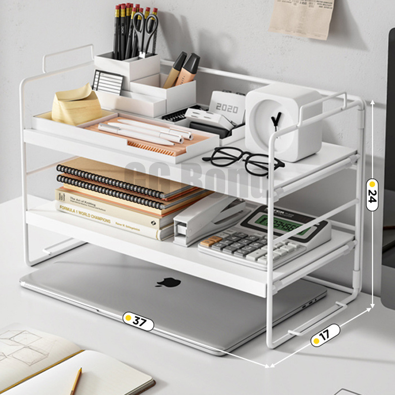 Rak Buku / Pengatur Desktop Kantor Sederhana / Rak Skincare Minimalis / Rak Kayu Besi Susun Minimali