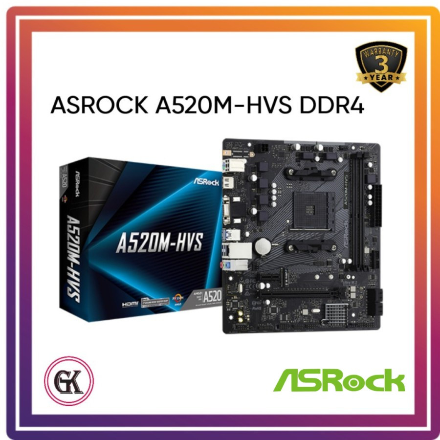 MOTHERBOARD ASROCK A520M-HVS ( AMD AM4 / A520 / DDR4 )