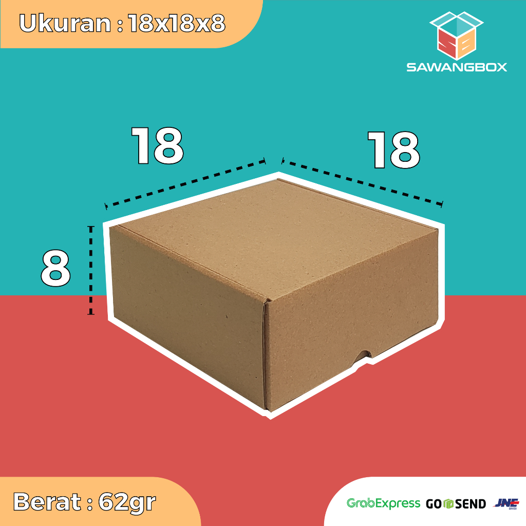 Karton Box 18x18x8 Kotak Packaging Kue Baju Kaos I SAWANGBOX