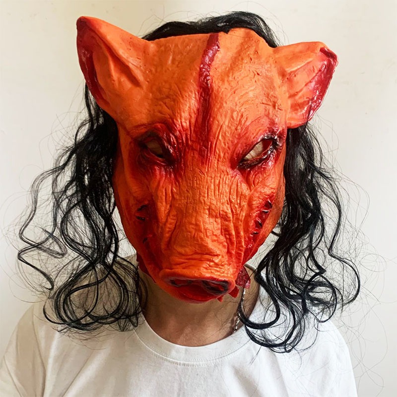 Topeng Cosplay Halloween Babi Seram Bahan Latex
