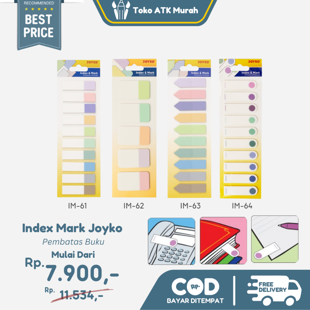 

Index Mark Joyko IM-61 / IM-62 / IM-63 / IM-64 Plastik Penanda Pembatas Pastel