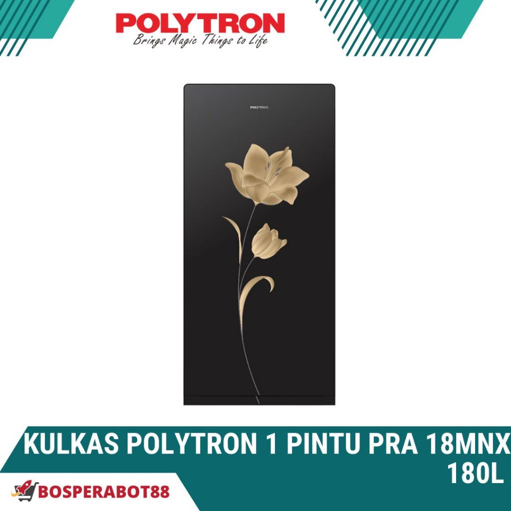 KULKAS POLYTRON 1 PINTU PRA 18MNX 180L GLASS DOOR