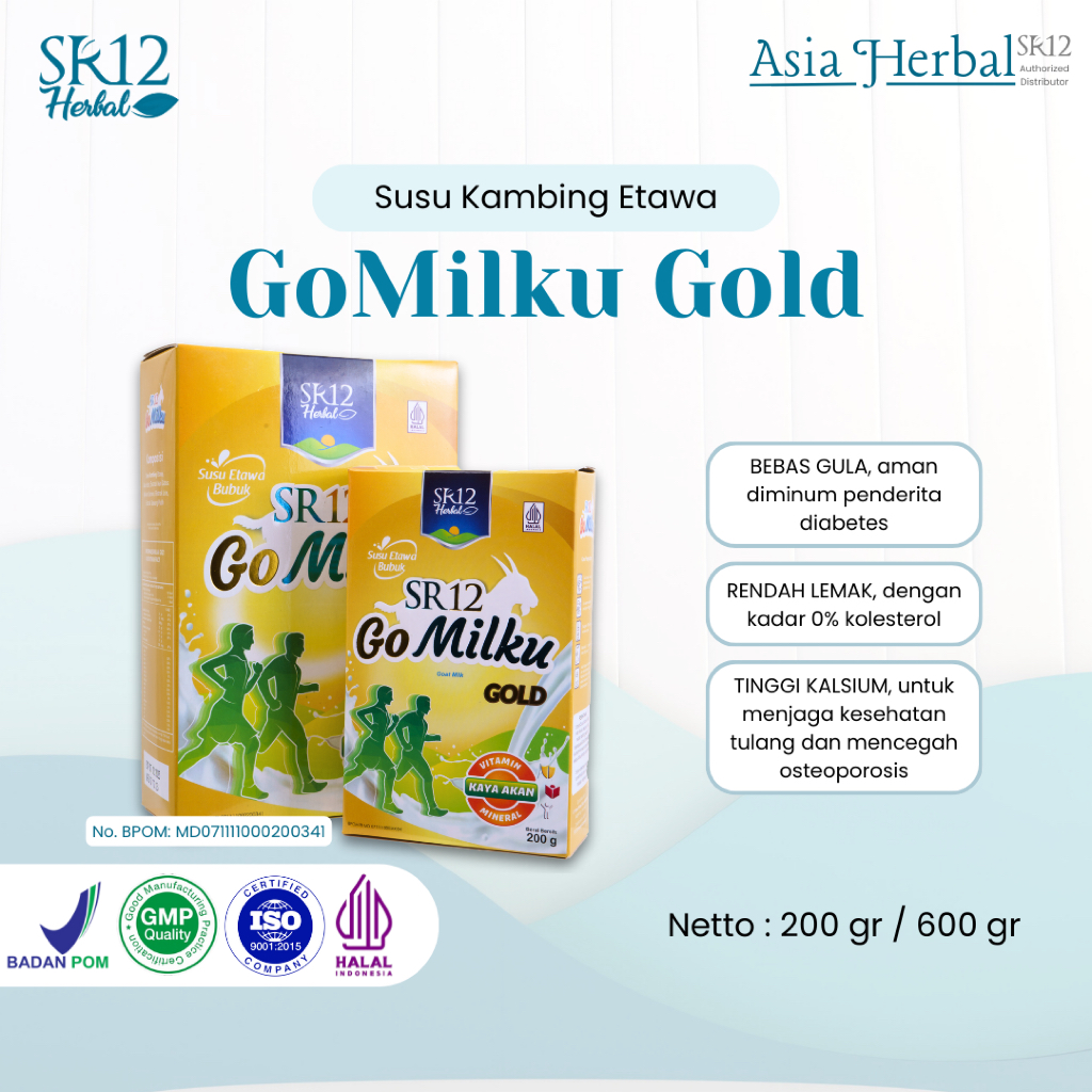 

GOMILKU GOLD SR12 Susu Etawa untuk Lansia | Susu Kesehatan Lansia | Susu Tinggi Kalsium Rendah Lemak