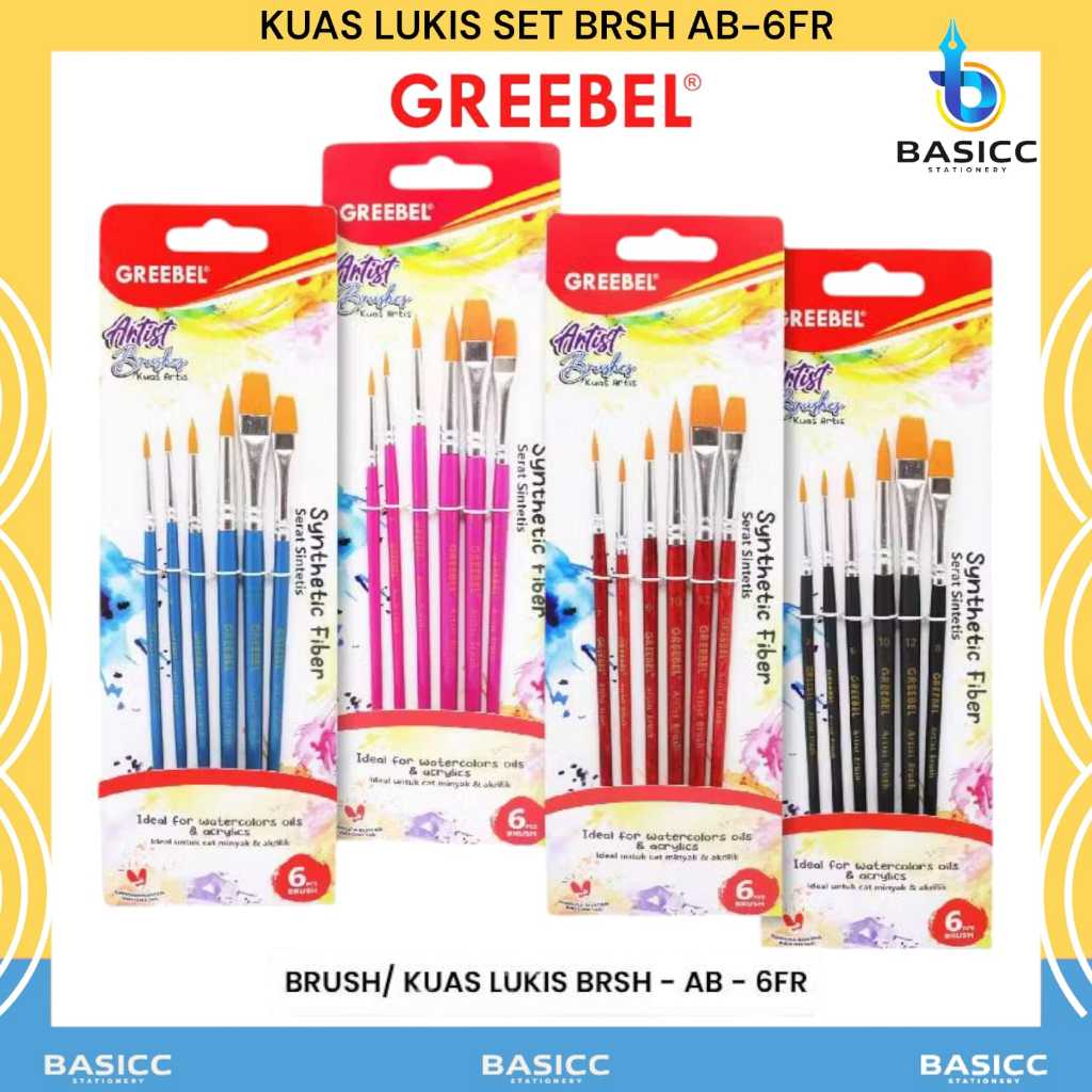 

GREEBEL Kuas Melukis Brush Paint Set AB-6FR | @1 Set