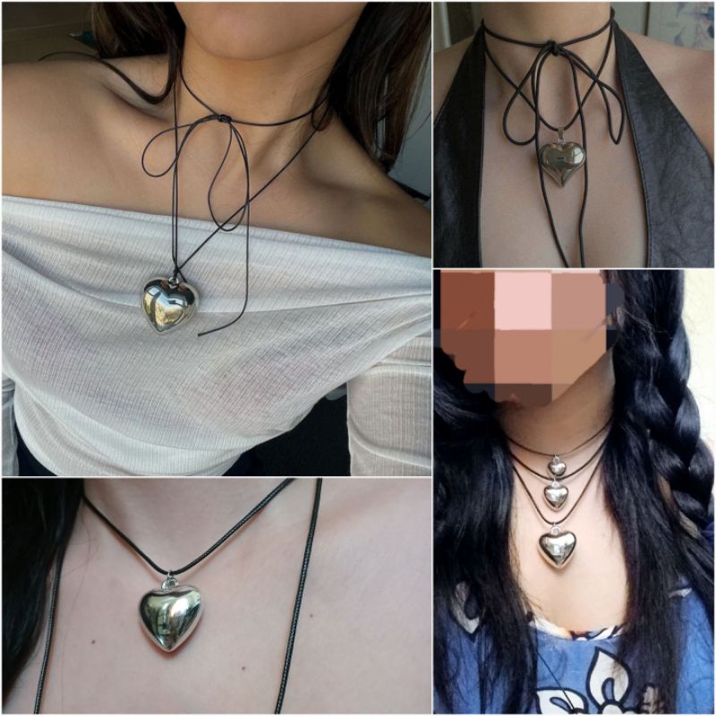 Choker Love Kalung Leher Liontin Hati y2k| Kalung Couple Persahabatan