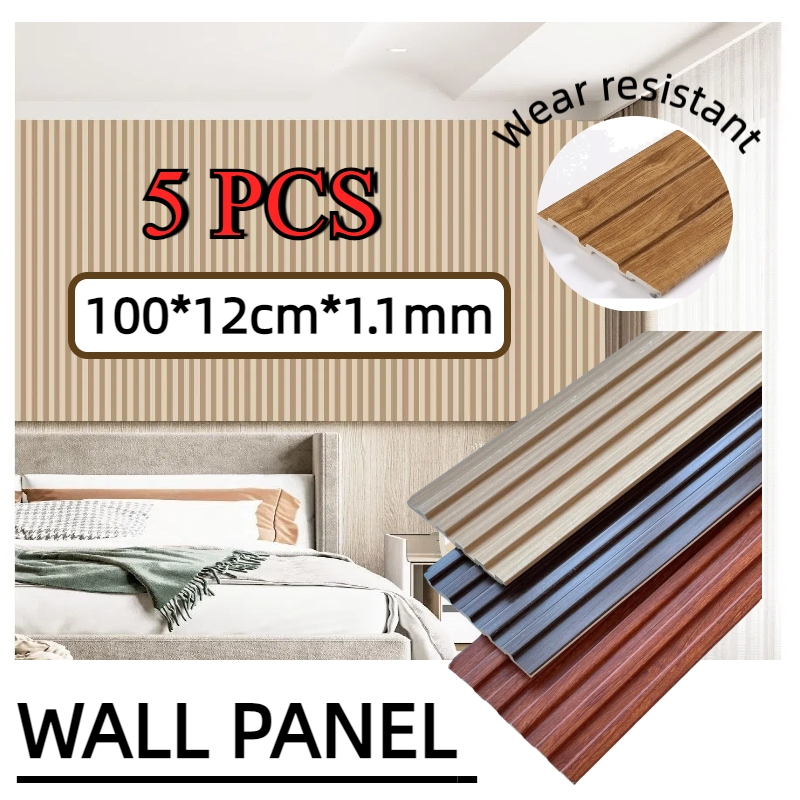 1/5PCS PREMIUM wall panel pvc/ wallpanel pvc dinding Wood Panel WPC Dinding Motif Kayu 3D Wpc Panel 