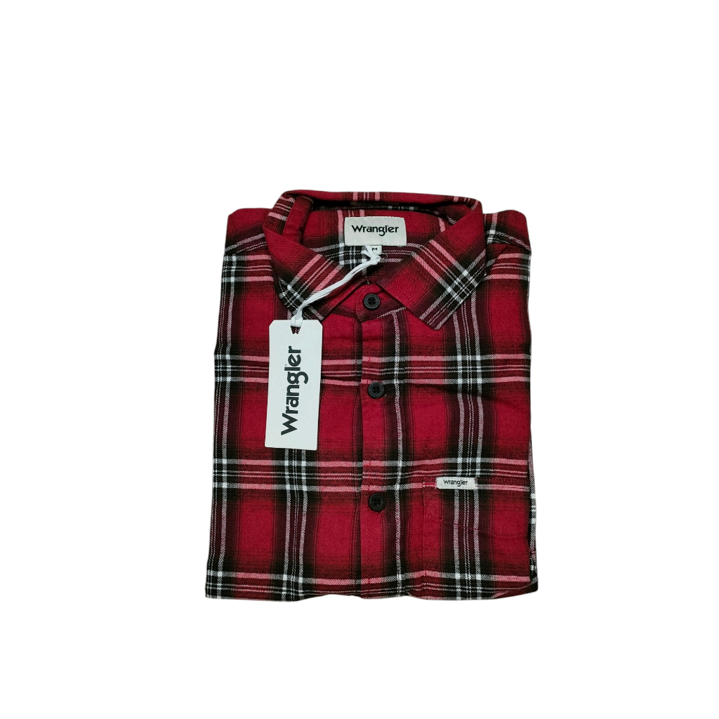 Wrangler Kemeja kotak Hitam Merah Pria Original