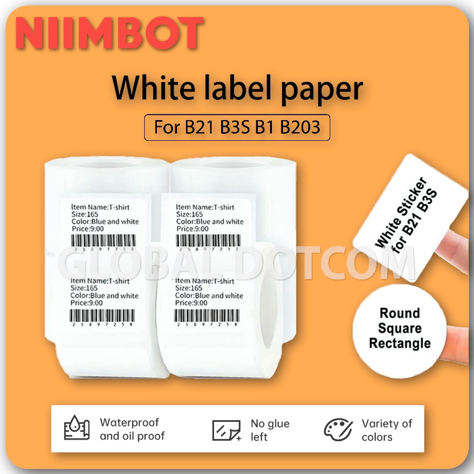 

sj Terbaru NIIMBOT B21 B1 B23 B3S LABEL PUTIH STICKER THERMAL TAHAN AIR MINYAK B48