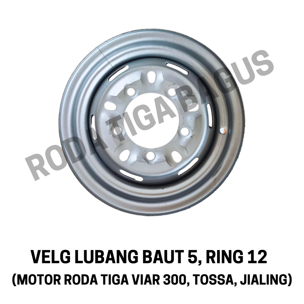 Velg / Pelek Lubang Baut 5, Ring 12 - motor roda tiga Viar 300cc, Tossa, Jialing