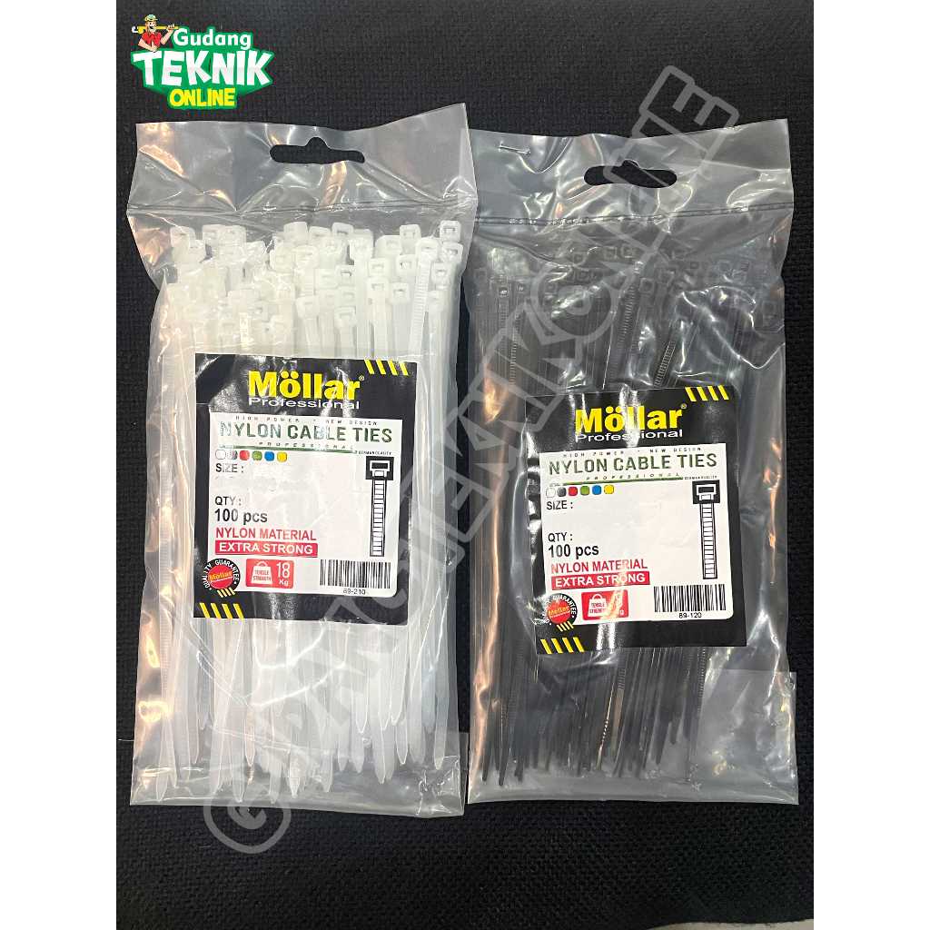 

Kabel Ties Tis MOLLAR 2.5x100mm 2.5x150mm 2.5x200mm 10cm 15cm 20cm / Tali Pengikat Kabel Serbaguna Nylon 100mm 150mm 200mm Cable Tali Strap Strip MOLLAR