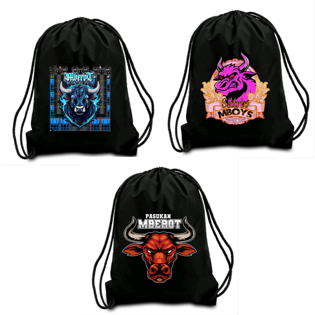 tas tas serut tas serut pria tas serut stringbag gendong motif bantengan