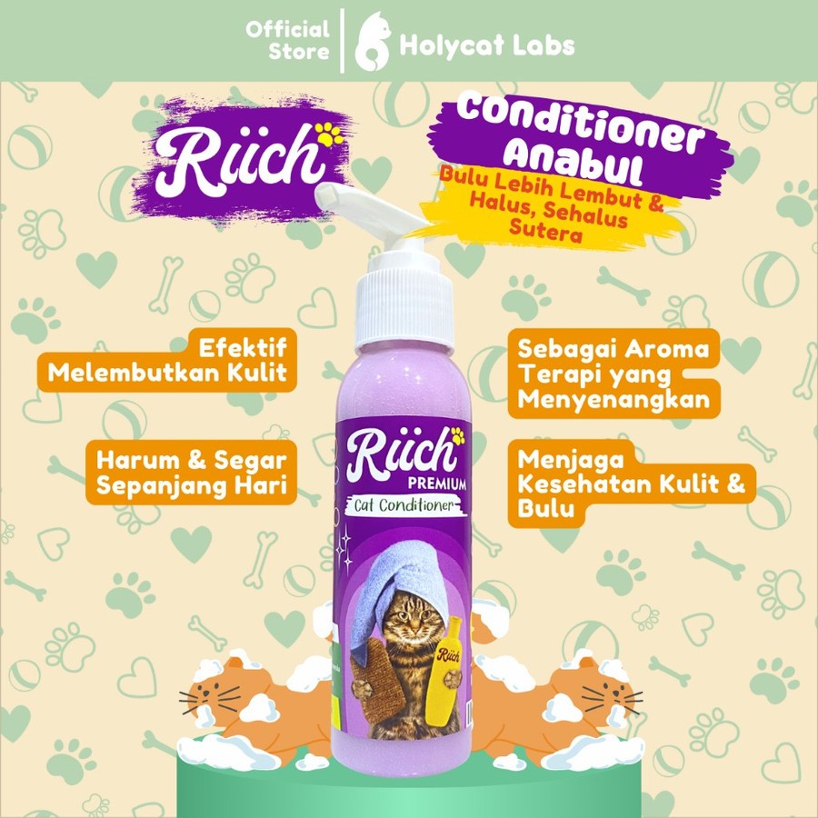 Holycat labs Riich Shampoo Conditioner Kucing 100 ml - Conditioner Shampoo Riich 100 ml