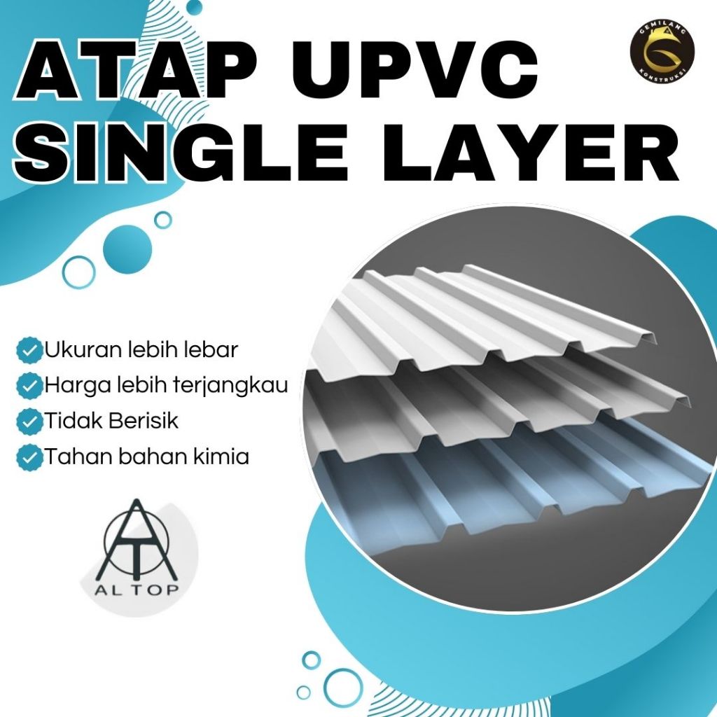 kanopi upvc / kanopi upvc altop / kanopi upvc single layer / kanopi upvc 4meter