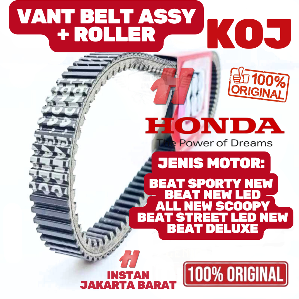 ORIGINAL GRANSI VANBELT ASSY V-BELT ORIGINAL KODE KOJ HONDA  BEAT DELUXE, BEAT LED NEW, BEAT STREET.