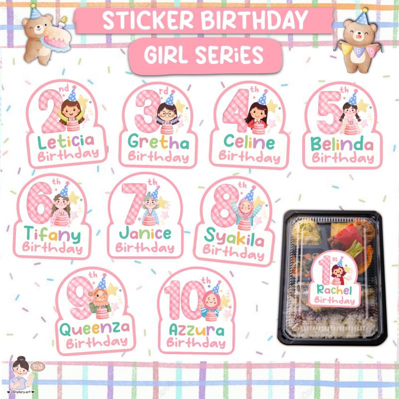 

24-99 Pcs Sticker Ulang Tahun Anak Custom | Girl Series