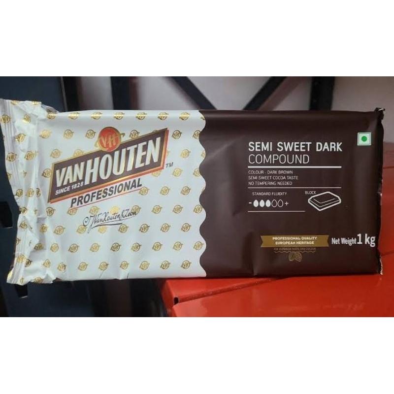 

VANHOUTEN DARK COUMPOUND SEMI SWEET KEMASAN ASLI 1KG