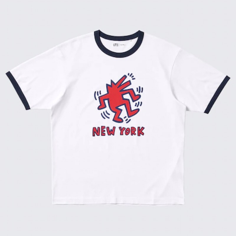 UNIQLO Men UT T-Shirt Kaos Pria Grafis NY Pop Art Keith Haring White