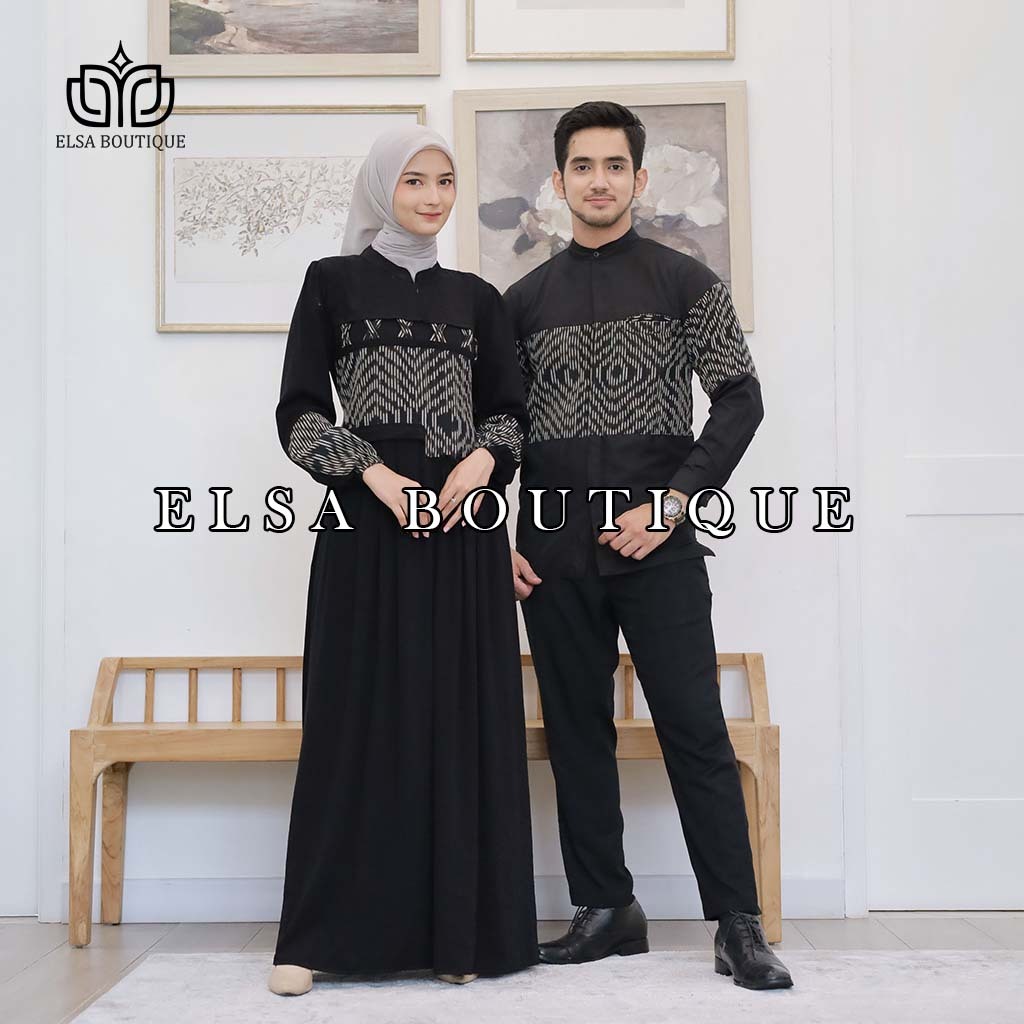 Set couple louisa black, couple baju lebaran tenun, louisa dress tenun troso, couple prewed ethnic, 