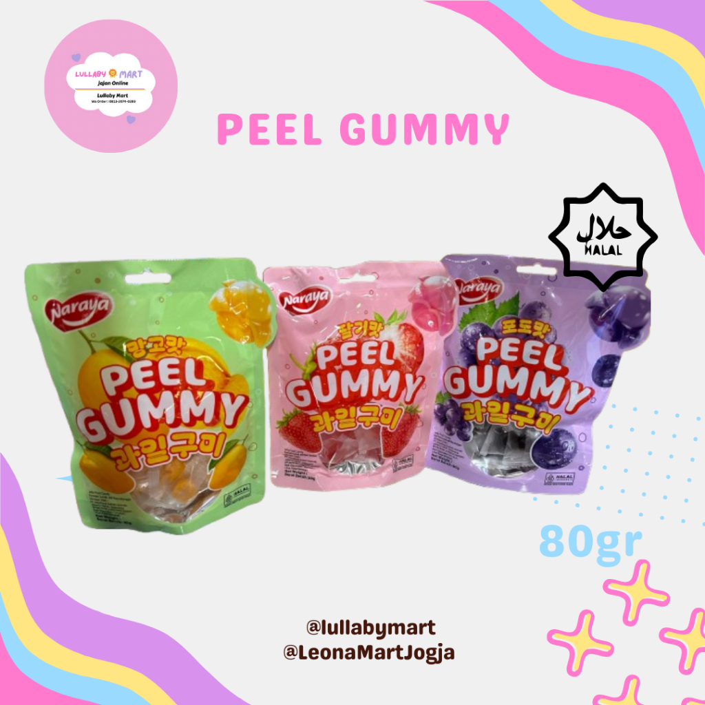 

Naraya Peel Gummy Jelly Fruit Candy 80gr all varian