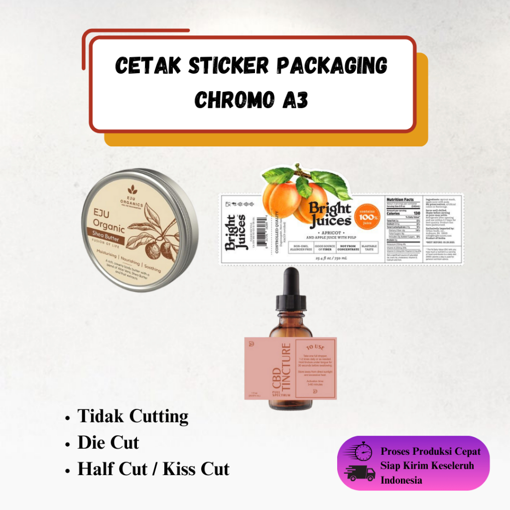 

Cetak Stiker Chromo Cut A3 / Stiker Label Kemasan Makanan Minuman Online Shop Murah