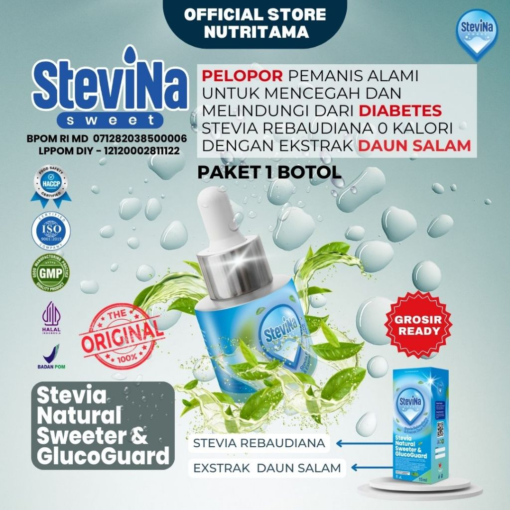 

Stevina Sweet Pemaniis Alami 0 Kalori plus Herbal Daun salam Pengganti Gula Untuk Mencegah Diabetes 1 Botol 15ml/BOTOL