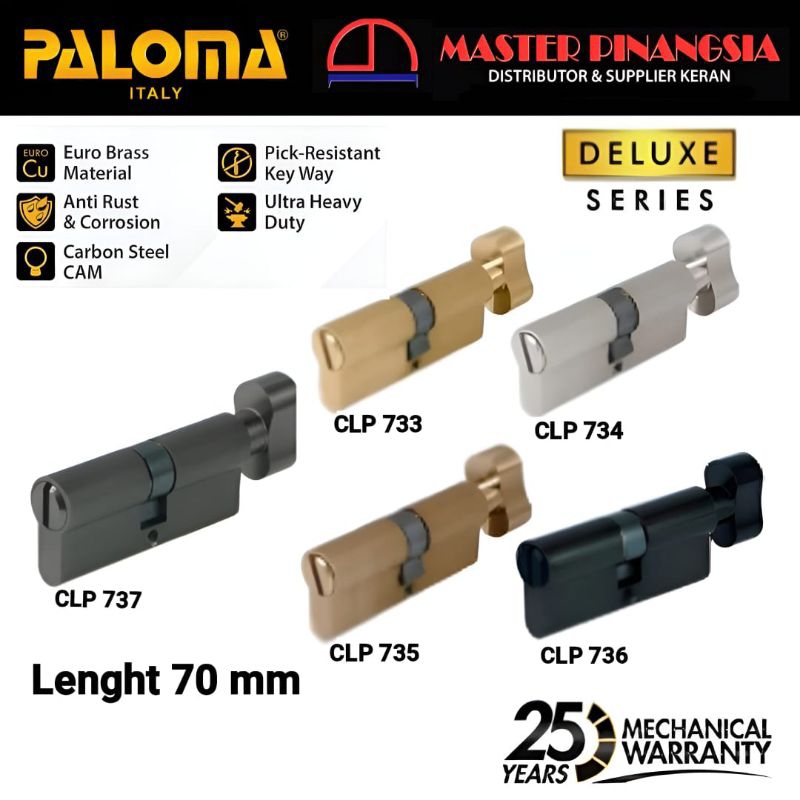 PALOMA CLP 73 Cylinder Knob Kunci Pintu Deluxe KC-NK 70MM Silinder - Non Key CLP 733 734  735  736 7