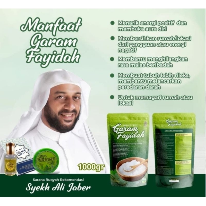 

Garam Ruqyah 750Gram Original Bonus : Siwak , air Zamzam , Sabun Bidara &Minyak kasturi