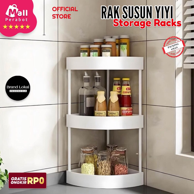 Mall Perabot | Rak Sudut Serbaguna Non Roda Susun Rak Dapur Siku Rak Skincare Kamar Mandi Tingkat Ko