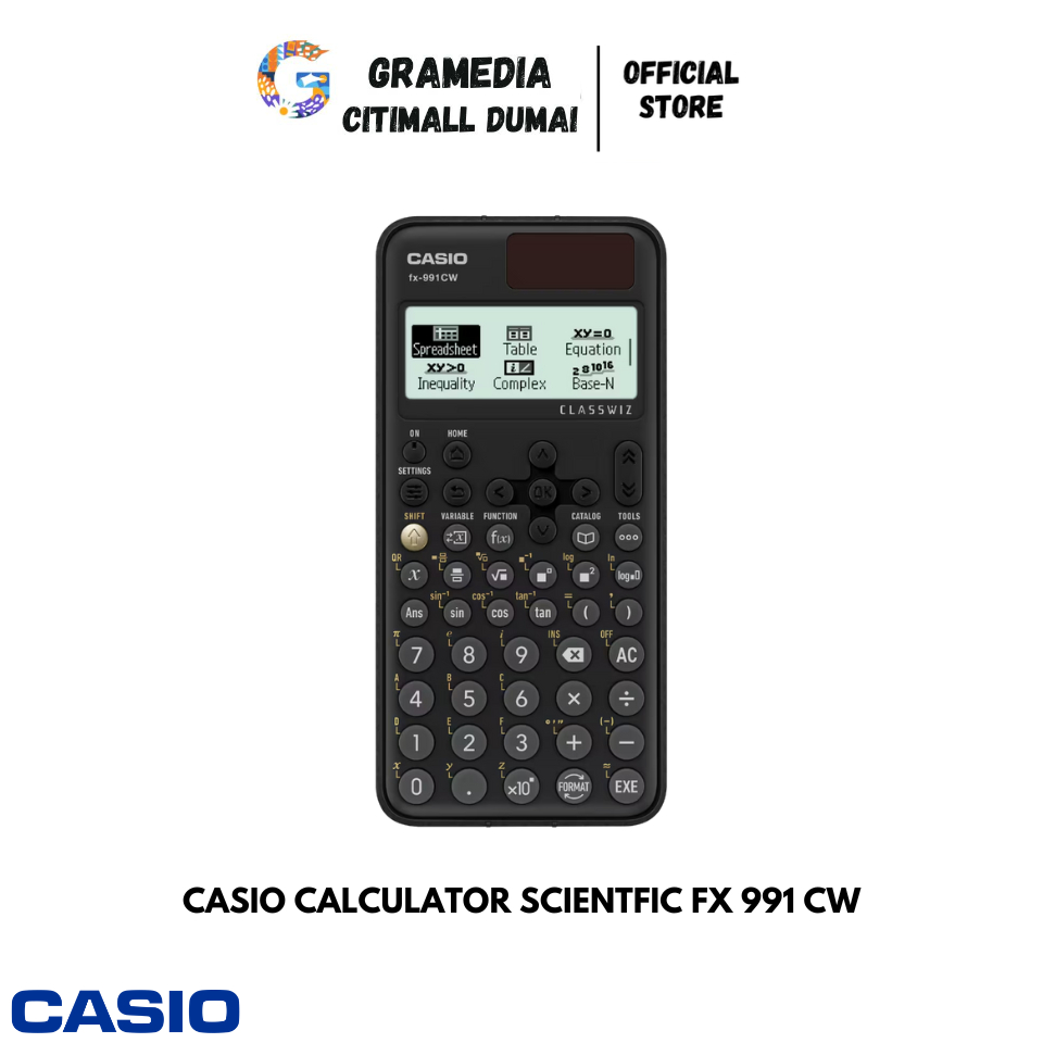 

CASIO CALCULATOR SCIENTFIC FX 991 CW Hitam - Kalkulator Scientfic Kuliah Sekolah (540+ Fungsi/Rumus) (Original) Gramedia Citimall Dumai