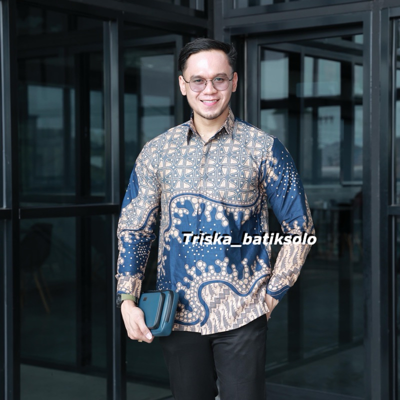 RESTU NAVY KEMEJA BATIK PRIA BATIK ANAK MUDA BATIK SOLO PREMIUM