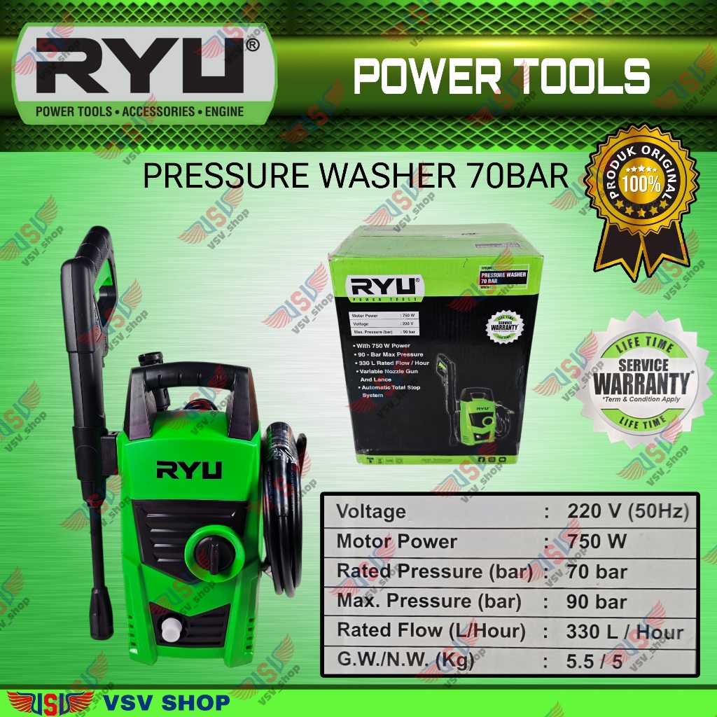 RYU Alat Steam Cuci Motor Mobil Pressure Washer 70 BAR Alat Cuci Steam