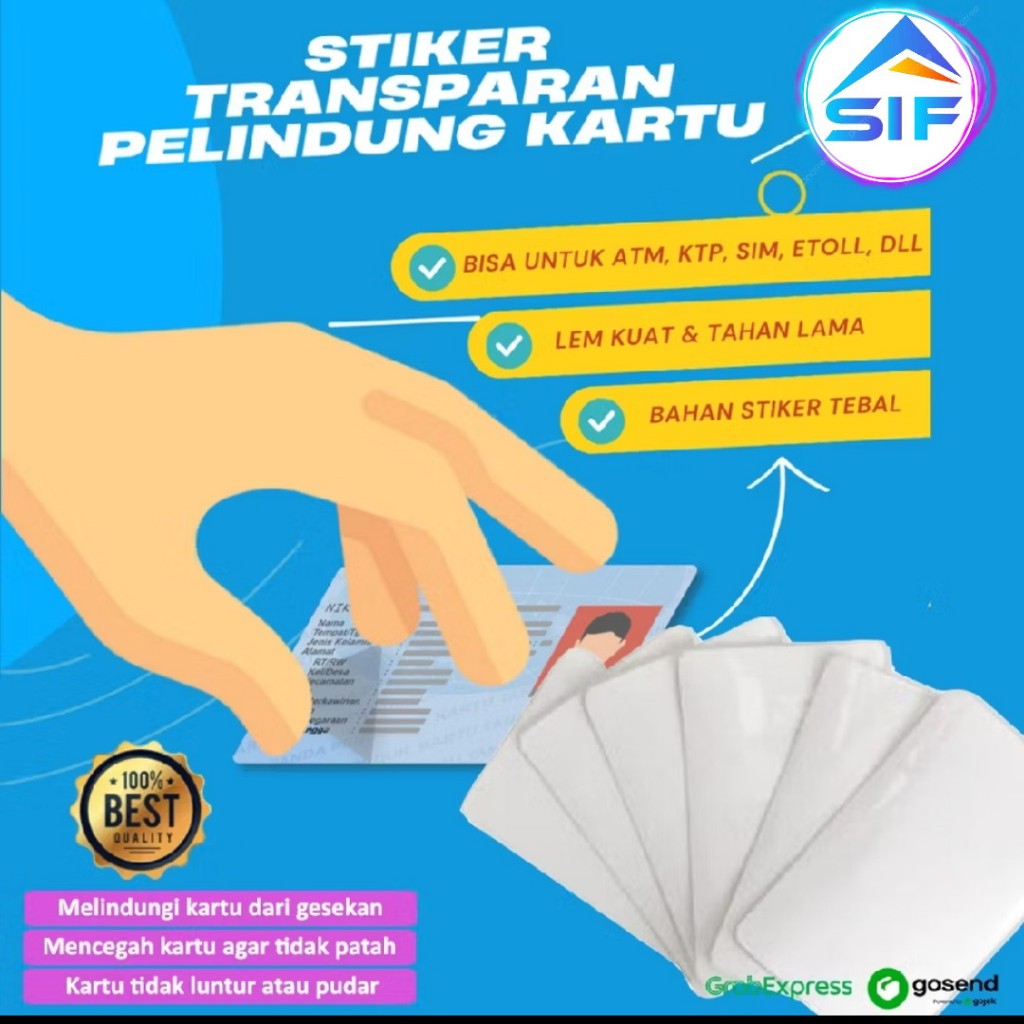 

Stiker Anti Gores KTP ATM Sticker Laminasi Transparan Pelindung Kartu ID Card Sim Flazz Emoney NPWP