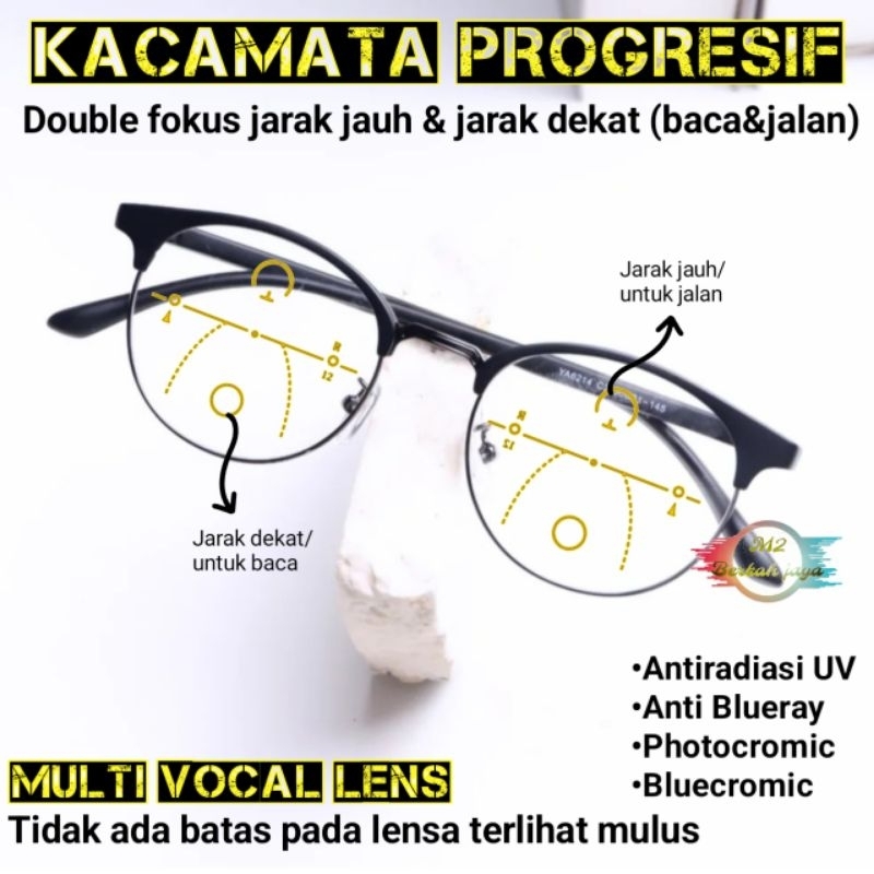 Kacamata baca pria wanita progresif photocromic double fokus | kacamata baca pria | kacamata baca wa
