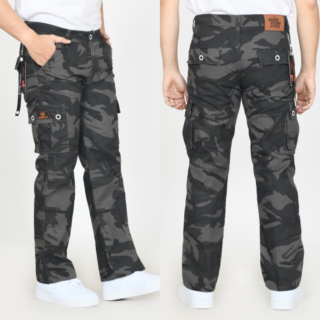 BOMBSTONE - Celana Panjang Loreng Cargo Pria / Celana Kargo Panjang Loreng Pria / Celana Panjang Car