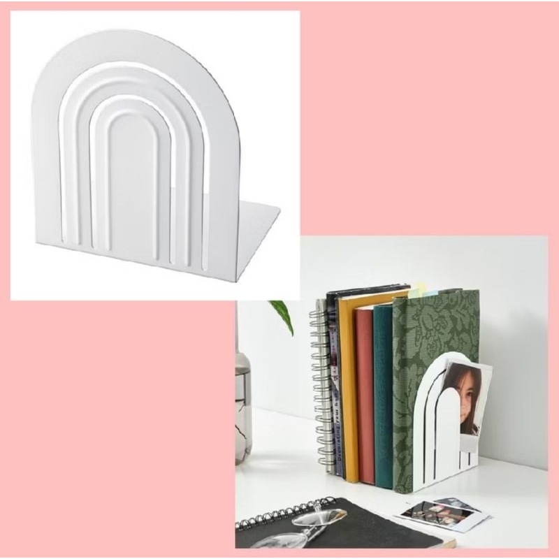 

HOSLAA penahan buku putih, tempat penyimpanan buku/penyanggah buku / organizer buku/ rak buku